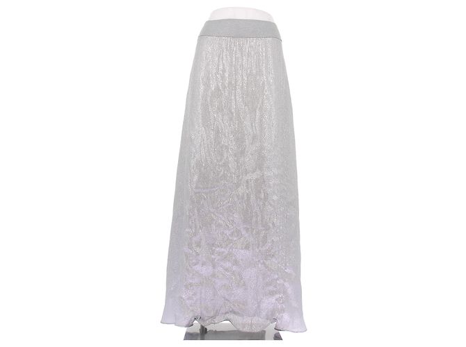 Autre Marque Gonna lunga argento in seta Grigio