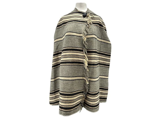 Isabel Marant Poncho a rayas de lana Caqui