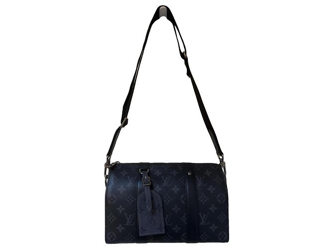 Louis Vuitton Monogram Eclipse Keepall City Canvas Bag Black