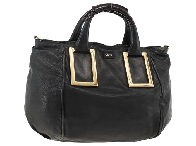 Chloé Borsa a mano Chloe Etel in pelle nera e oro Auth BSZ555 Nero D'oro