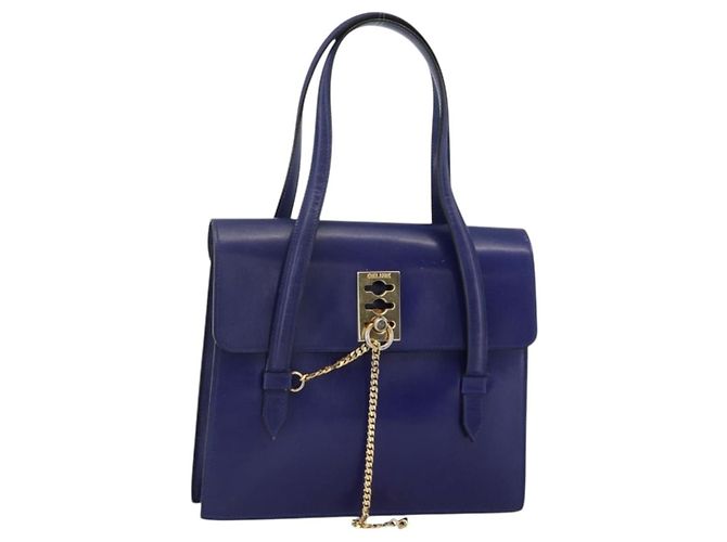 Céline Sac à main CELINE en cuir bleu clair or Auth BAZ584A Doré