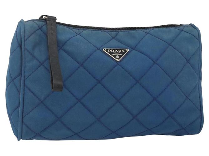 Pochette Prada Nylon Blu Argento Auth bs34108