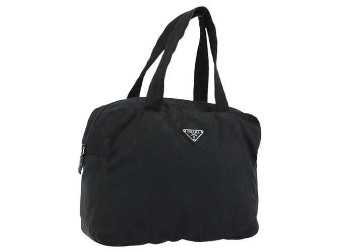 PRADA Borsa a mano in nylon nero argento Auth ARZ607
