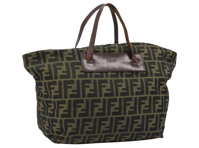 FENDI Zucca Canvas Handtasche Schwarz Braun Auth bs34150