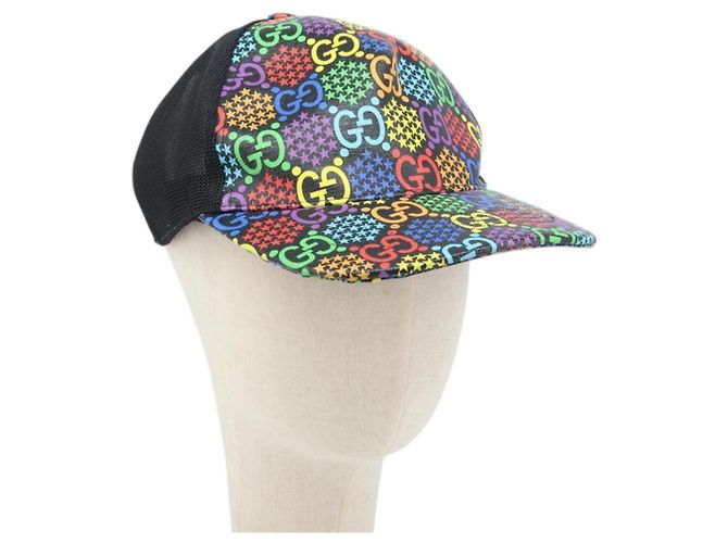 GUCCI GG Psychedelic Cap PVC Multicolor 517074 Auth YKZ486A
