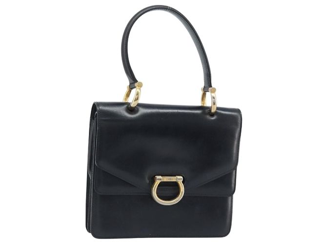 Céline CELINE Handtasche aus schwarzem Leder mit Gold Auth ep13883 Golden