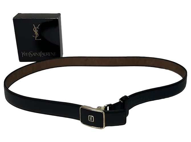 Cintura in pelle nera con stampa a serpente vintage Yves Saint Laurent Nero