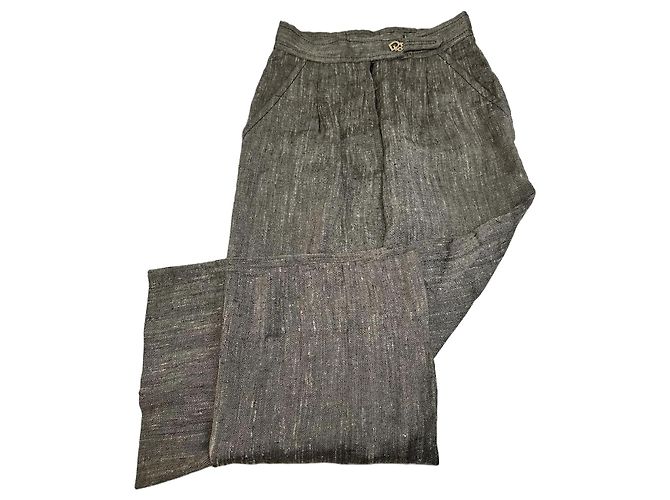 Vintage Dior Wool Pants M Grey Brown