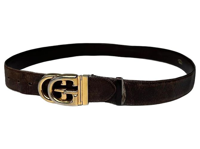 Cinto de couro GG vintage da Gucci marrom