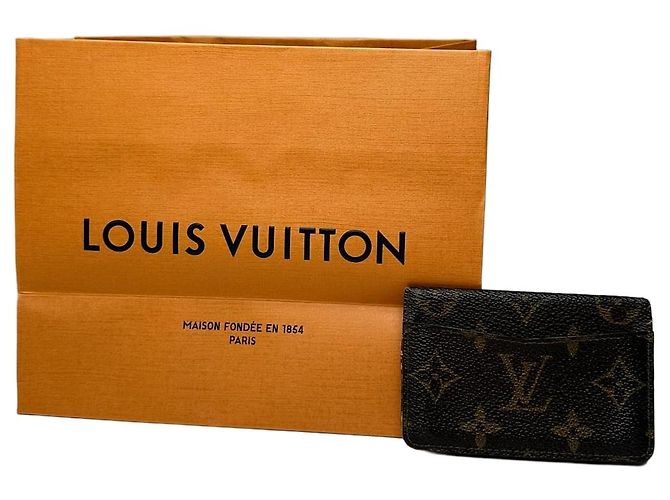 Vintage Louis Vuitton Leather Monogram Card Holder Brown