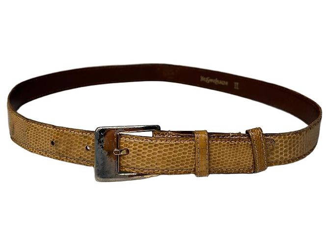 Vintage Yves Saint Laurent Schlangenledergürtel braun Kamel