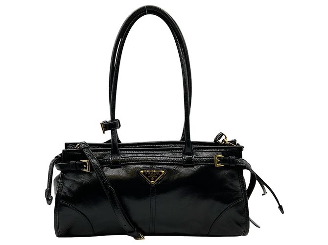 Prada Black Leather Medium Bonnie Shoulder Bag