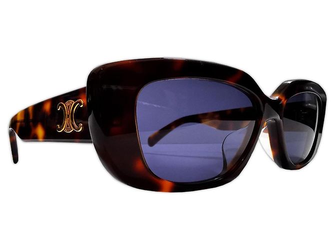 Céline Triomphe Brown Tortoise Rectangle Sunglasses - CL40216U 53A