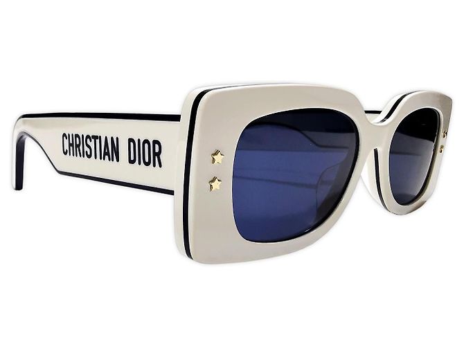Christian Dior Dior White & Navy Rectangle Sunglasses - Pacific S1U 95B0 Navy blue