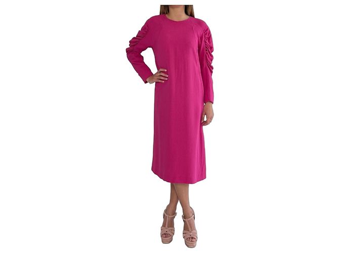 Vestido rosa de viscose Dries Van Noten