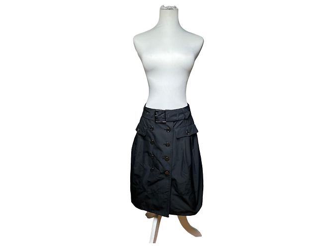 Vintage Burberry Polyester Gürtelrock Schwarz M
