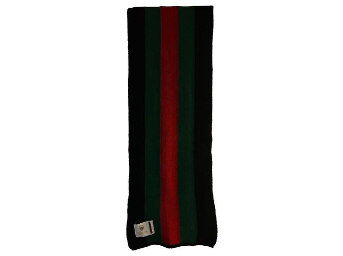 Sciarpa Gucci in lana a righe nero rosso verde
