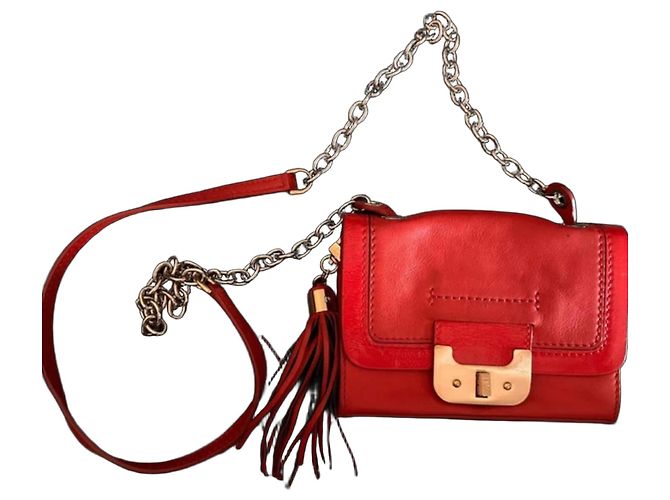 Diane Von Furstenberg Mini Harper Borsa a Tracolla in Pelle Rossa Rosso