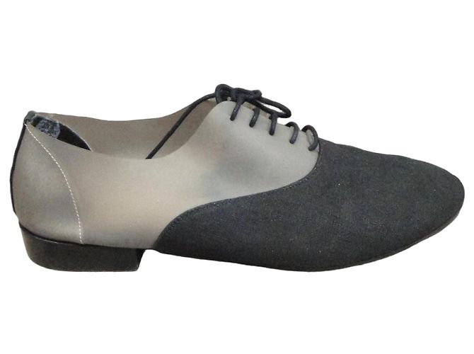 Acne Studios Richelieu Scarpe stringate nere in tela e pelle Nero