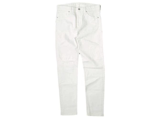Autre Marque Pantalones de denim de algodón slim recto Blanco