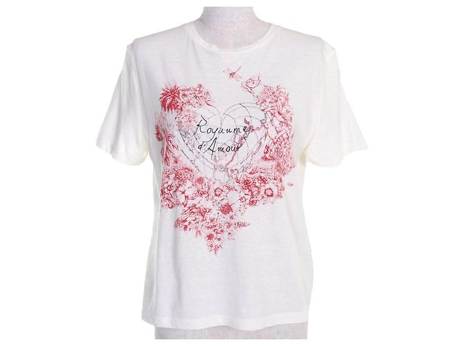 Camiseta de algodón Christian Dior Blanco Blanco roto
