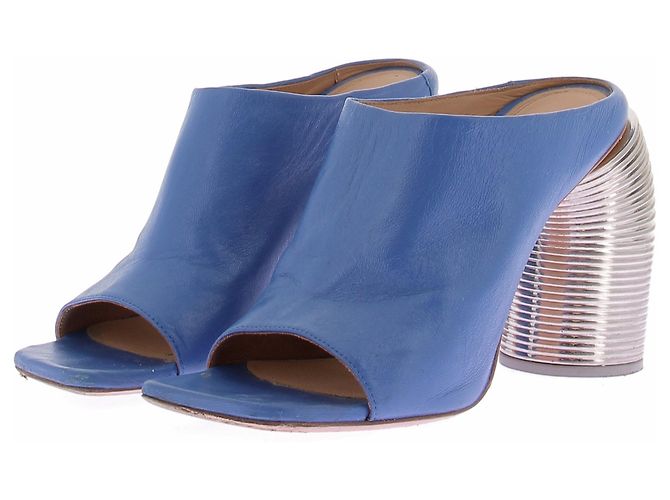 Off White Blaue Absatzmules