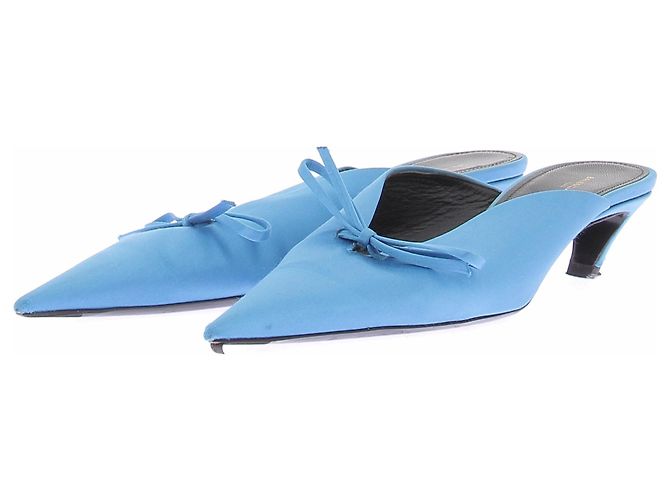 Balenciaga Blaue Satin-Mules