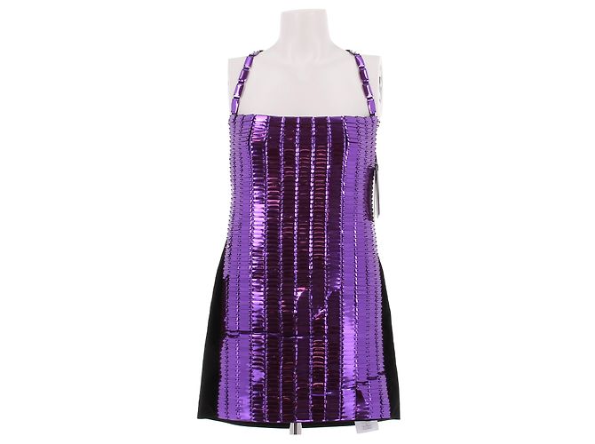 Attico Lila gepunktetes Kleid