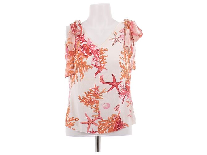 Blumarine Top mit Muschelprint Orange