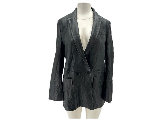 Zadig & Voltaire Black Leather Blazer