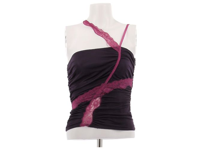 Autre Marque Top de berinjela com renda roxa Roxo