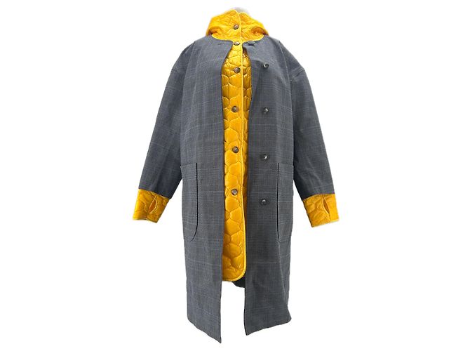 Autre Marque Jaqueta amarela e cinza com forro acolchoado Amarelo