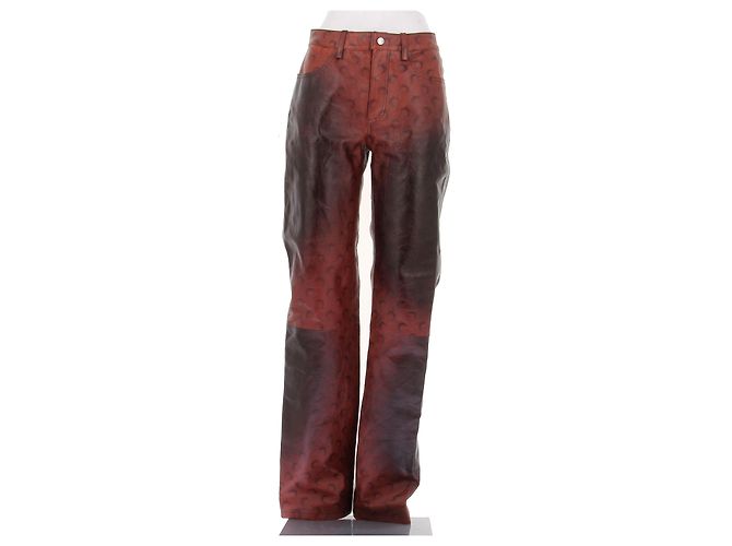 Marine Serre Pantalón de cuero burdeos