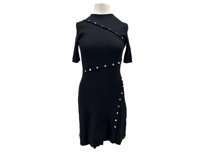 Maje kurzes schwarzes Kleid mit Golddetails