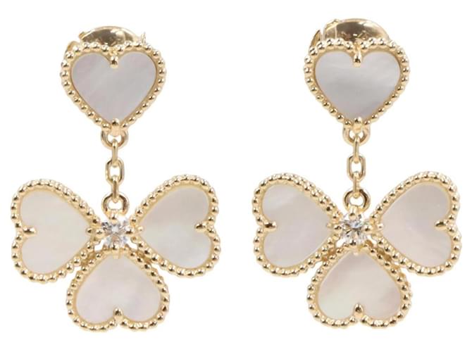 Brincos Sweet Heart Van Cleef & Arpels Branco Amarelo 