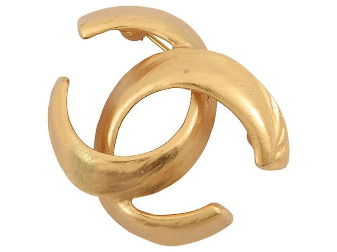 Chanel Goldbrosche mit Coco-Logo Golden