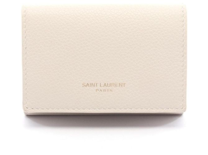 Billetera compacta plegable Yves Saint Laurent Blanco 