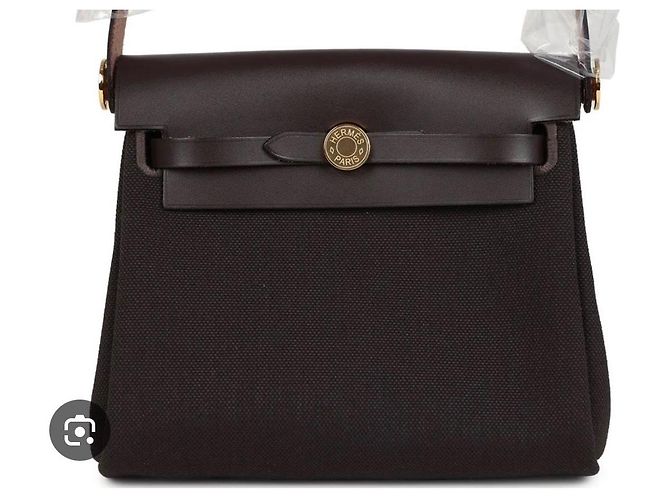 Hermès Mini Herbag em Couro Marrom Escuro Castanho escuro