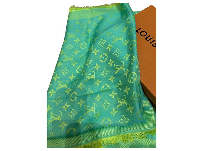Louis Vuitton Monogram Denim Grün Baumwolle