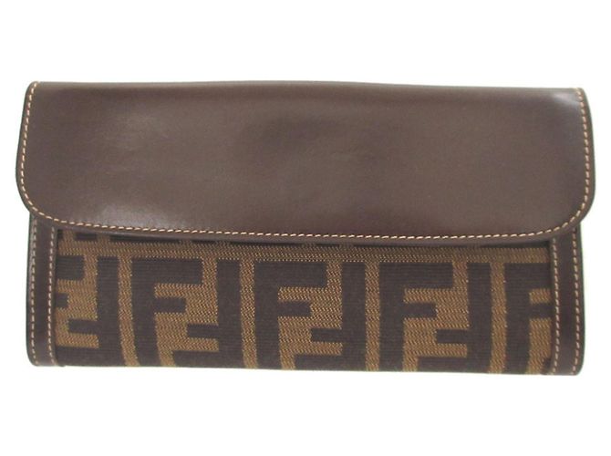 Fendi Zucca Pattern Brown Long Wallet