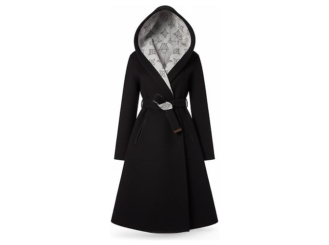 Louis Vuitton Mahina Reversible Wool Wrap Coat Black