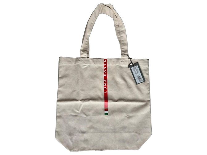 Prada Sac shopper en toile beige LUNA ROSSA