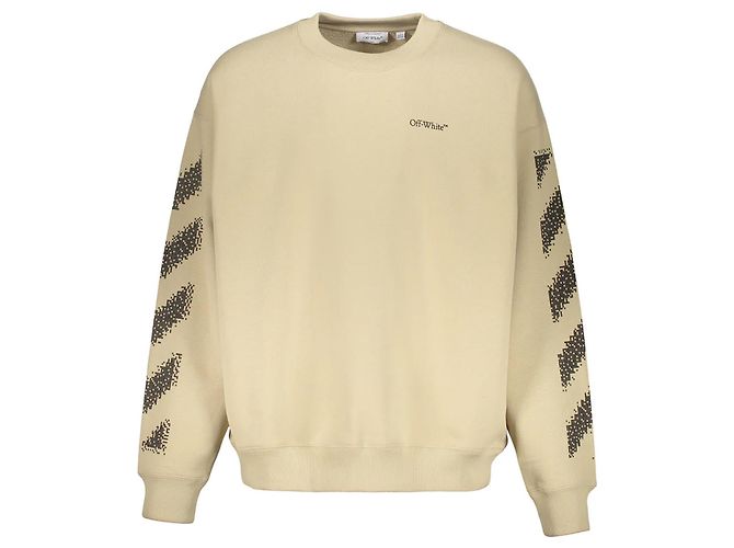 Off White Moletom com Logo Off-White Marrom Bege