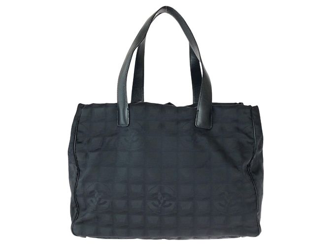 Bolsa Tote de Nylon/Couro Chanel Preto