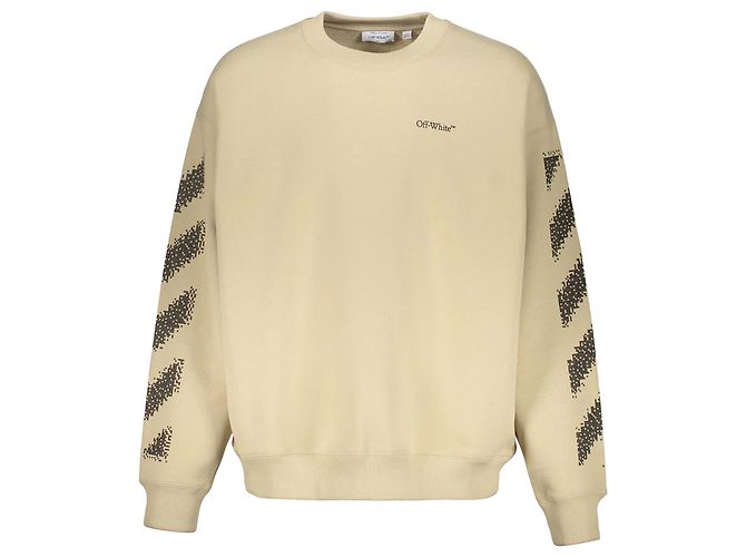 Off White Moletom com Logo Off-White Marrom Bege