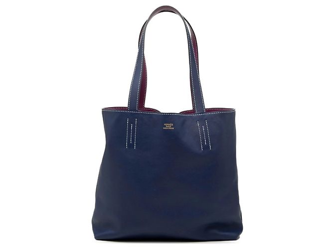 Reversible Bicolor Tote Bag Double Sens 28 von Hermès Blau Lila