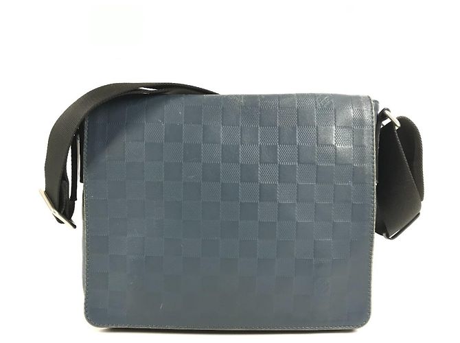 Borsa a tracolla District PM Damier Infini Louis Vuitton Nero Blu