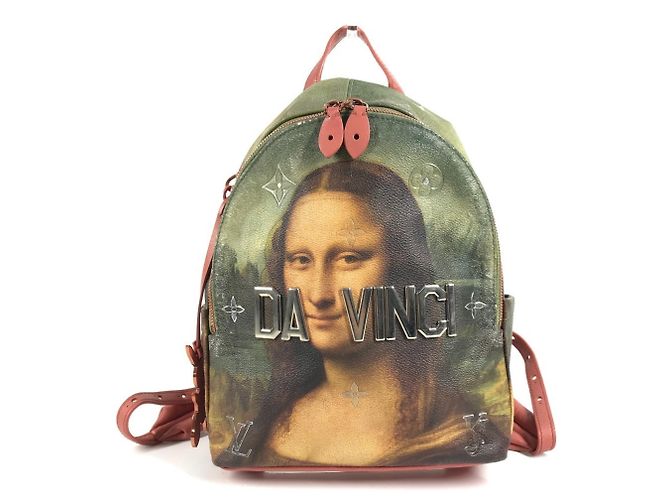 Mochila Palm Springs Mona Lisa da coleção Masters da Louis Vuitton Rosa Caqui