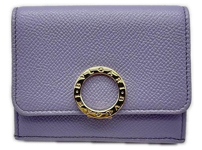 Bulgari Bvlgari Compact Tri-fold Wallet in Purple Leather