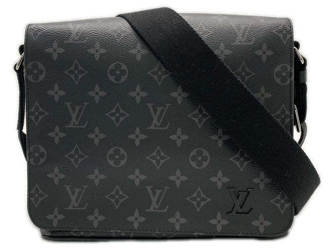 Louis Vuitton Monogram Eclipse District PM Shoulder Bag Brown Black